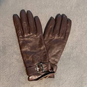 Bradley Bayou Leather Gloves Womens XL Brown Fleece Lined Buckle Wrist Strap
